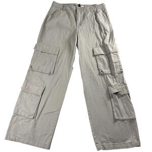 H&M Womens Cargo Pants Gray Y2K Streetwear Utility Straight Leg Vintage 00s Core